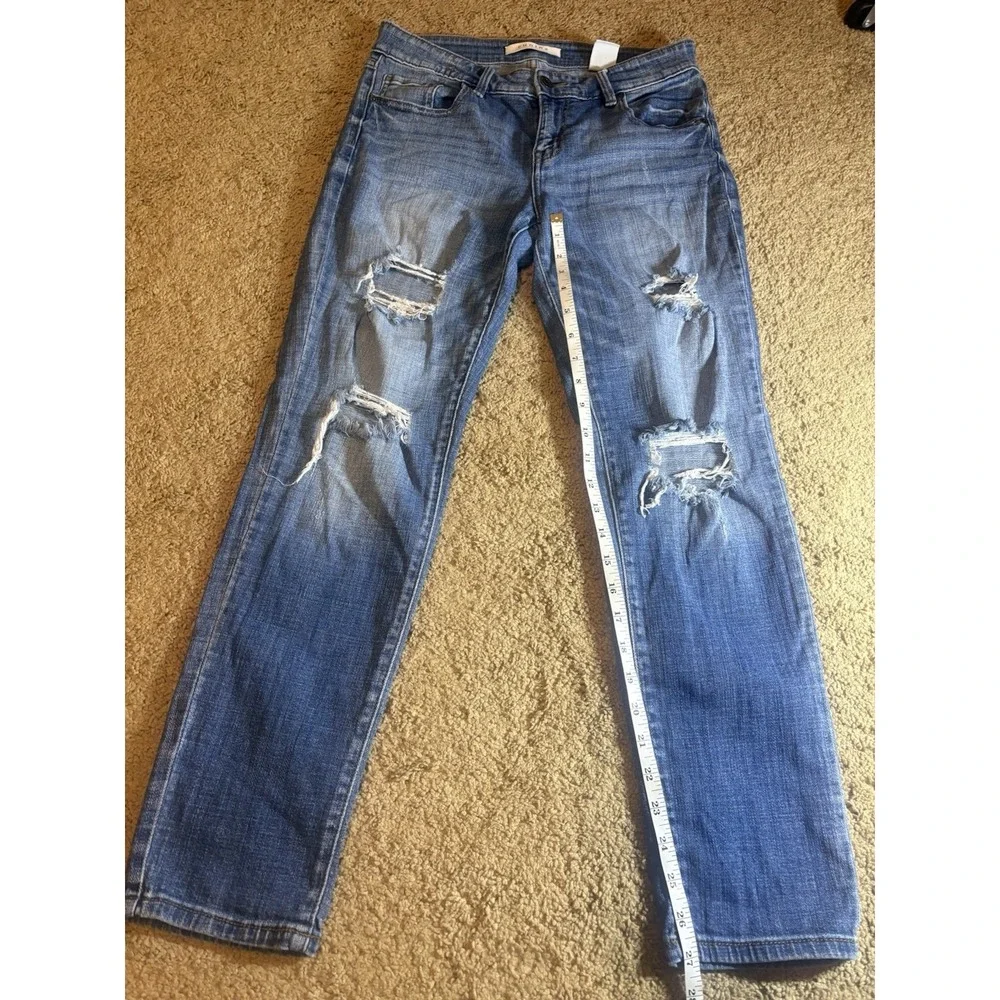 Eunina Jeans Womens 7 Mid Rise Relaxed Skinny Distressed Grunge - Picture 7 of 8